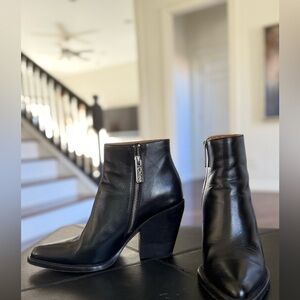 Chloe Black Leather Ankle Booties - Subtly Western - Size 39.5